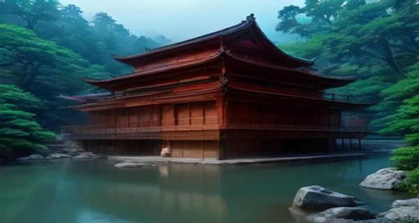 中国传统佛寺内香烟缭绕的禅堂场景，金色佛像在烛光中庄严肃穆，代表玉蒲团小说中佛教因果轮回思想的文化背景
