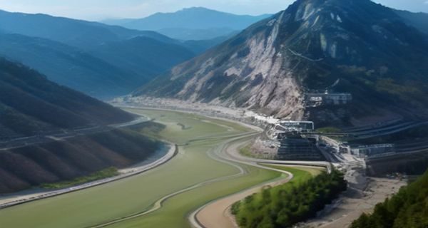 道教太极阴阳图案与古典园林建筑相映成趣，山水背景中的道观飞檐，呈现道家思想在中国传统文化中的视觉符号，关联玉蒲团中道教元素